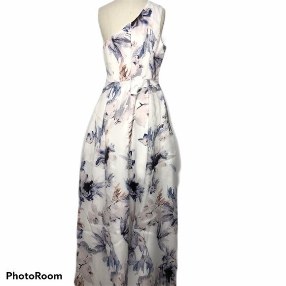 NWT Bariano Lulus Floral Organze One Shoulder Formal Dress High Low Hem $395 8 - Picture 10 of 11